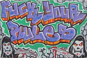 CHIEF (Milan 1985) FUCK YOUR RULES Graffiti StreetArt Urban writer OIL on CANVAS - Foto 1 di 1