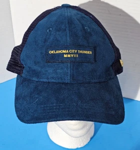 New Era Black Label Blue Suede Oklahoma City Thunder MMVIII Hat Adj Buckle NBA - Picture 1 of 13