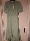 Womens Uk10 French Connection Esse Puff Sleeve Dress Green