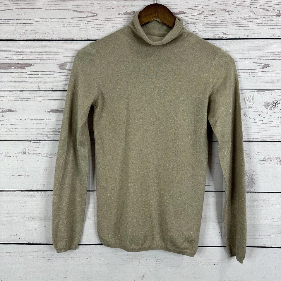 Brunello Cucinelli Sweater Womens Small Silk Cashmere Gold Speckled Metallic - Image 1 of 4