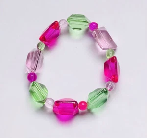 Stunning Mixed Pinks & Peridot Chunky Italian Glass Bracelet Version 1 - Picture 1 of 1
