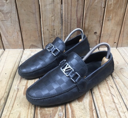 LOUIS VUITTON TRAINER Mocassini Louis Vuitton Damier mocassini in pelle nera UK 5 M USA 6