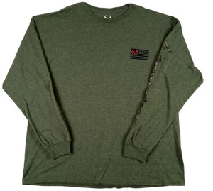 Realtree Mens Size 2XL Long Sleeve Crewneck Green 50% Cotton 50% Polyester - Picture 1 of 8