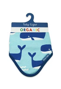 Toby Tiger Bio-Baumwoll Baby Tuch mit Wal und Wellen-Druck - Bild 1 von 3