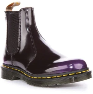 Dr Martens Vegan 2976 Chels Unisex Lace Up Ankle Boots in Black Purple UK 4 - 7 - Picture 1 of 12