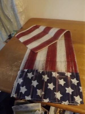 NEW AMERICAN FLAG TABLE RUNNER 72" distressed farmhouse PATRIOTIC NIP - Image 1 of 4