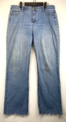 Denim & Co. Jeans - Womens Size 14 - Blue - Raw Cuff - Mid Wash (1190) - Image 1 of 4