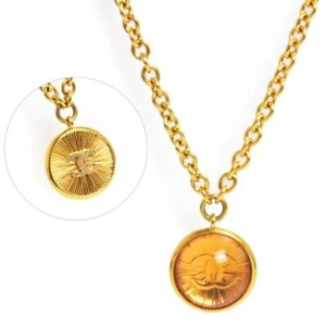 CHANEL CC Logo Clear Dome Reversible Long Pendant Necklace Resin, AB8794 - Picture 1 of 7