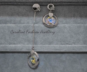 Sterling Silver Crystal Dangle Chandelier Wedding Earrings Heart Gifts Present - Picture 1 of 7