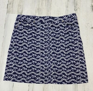 Heart Of Palms Skort Women 12 Navy Blue Nautical Anchor  Stretch Golf Tennis - Picture 1 of 11