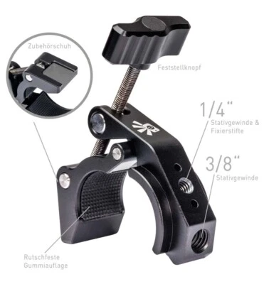 Foto-Klemme, Stativ Kamerahalterung, für GoPro  DJI Insta360 Kamera LED Blitze - Bild 1 von 4