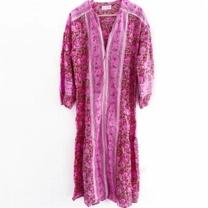 Mary Marshmallow Midi Dress Pink Kaftan Flowy Resortwear Pink Preppy Vacation XS - Picture 1 of 7