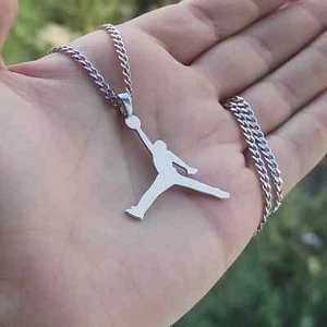NEW Michael Jordan Jumpman 23 Basketball SILVER Chain Necklace Pendant | GOAT - Picture 1 of 10