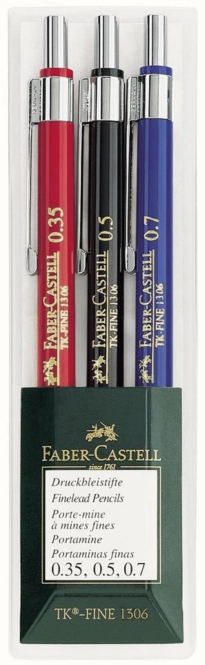 Faber Castell Set Druckbleistifte 3er Set 0,35 0,5 0,7 13 06 22 TK 1306 - Bild 1 von 1