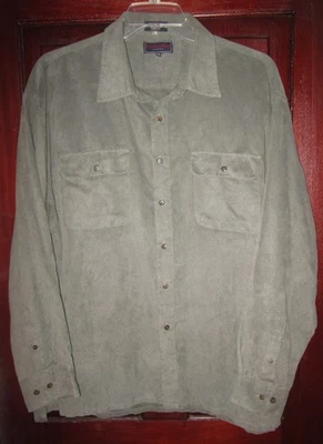 Preswick & Moore Sport Men's XXL Button Shirt Top Soft Suede Jade Green Pockets - Image 1 of 3