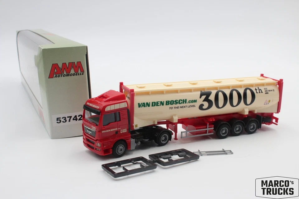 AWM MAN TGX tank container semi-trailer truck "Van den Bosch 3000th" 53742 1:87  - Image 1 of 1