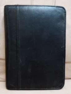 Koloman Handler Rolodex Organizer Vintage Black Leather Six Ring Binder 9" x 7" - Picture 1 of 9