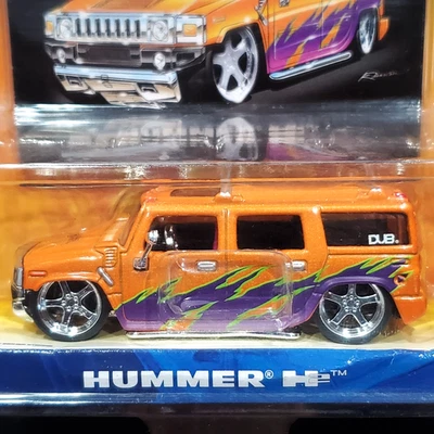 Jada Toys 03 2003 Hummer H2 Dub City Detailed Collectible Car w/RRs Orange/Purp - Image 1 of 2