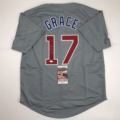 Autographed/Signed MARK GRACE Chicago Grey Baseball Jersey JSA COA Auto - Image 1 of 4
