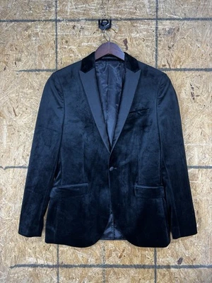 Chaqueta Blazer Topman Hombre Negra Talla 38R Gamuza Calce Ajustado Foto 1 de 4