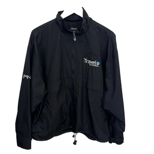 Ping Travel Channel Jacke Herren Medium schwarz durchgehender Reißverschluss verstaubar Logo Windbreaker - Bild 1 von 12