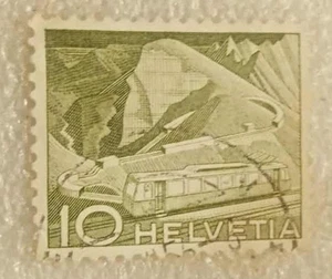 FRANCOBOLLO SVIZZERA-FERROVIA DI MONTAGNA-10c 1950 - Foto 1 di 1