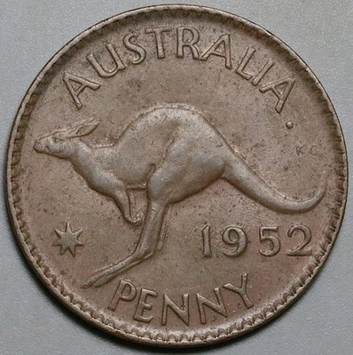 1952 Australia Penny George VI XF Kangaroo Britain Empire Coin (25090106R) - Image 1 of 2