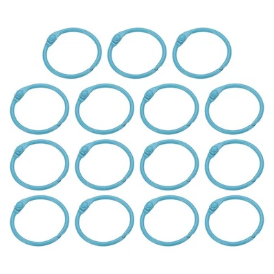 Anillos de encuadernación de hojas sueltas de 1 pulgada, paquete de 15 llaveros de metal coloridos hágalo usted mismo, azul Foto 1 de 4