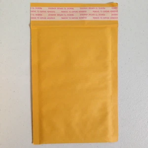 Size #000 4x8 Self-Sealing Yellow Kraft Bubble Mailers Padded Shipping Envelopes - Picture 1 of 3