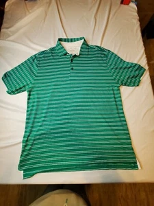 Bobby Jones Golf Shirt X-H20 TYRONE HILLS Mens XL Green Striped Collar 24.5x30.5 - Picture 1 of 18