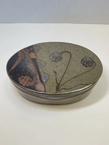 Signierte David Petrakovitz Deckel Keramik ovale Box Steinzeug abstrakt Studio Kunst - Bild 1 von 16