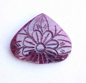 45.60 Ct Natural RED RUBY Gemstone Carving Hand Carved Pear Shape 25*29.5 mm