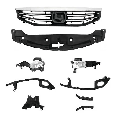 9PC Front Bumper Grille Fog Lights Headlight Bracket For Honda Accord 2011 2012 Foto 1 de 4