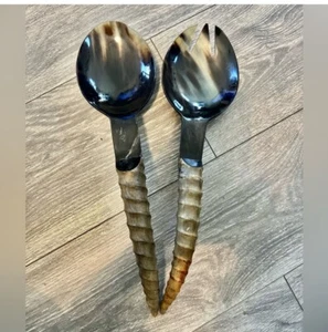 Afrikanischer Horngriff Salatlöffel Neu  - Bild 1 von 3