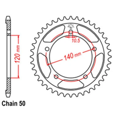 RK 43T Rear Sprocket for Suzuki Bandit 1250S ABS/GSF1250SA 2007-2012 — 第 1/2 张图片