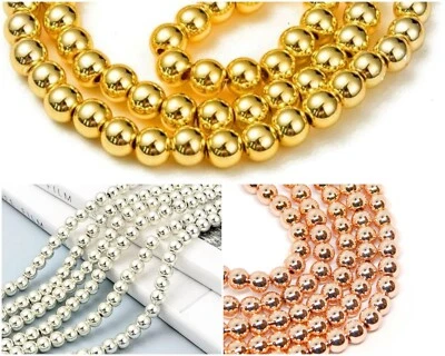 Hematite Perlen 4/6 mm Kugel 38cm Strang Schmuckstein Hämatitperlen für Armband - Bild 1 von 2