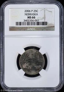 2006-P 25c Nebraska NE State Quarter NGC MS 66 | Uncirculated UNC BU - Picture 1 of 4