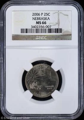 2006-P 25c Nebraska NE State Quarter NGC MS 66 | Uncirculated UNC BU - Image 1 of 4
