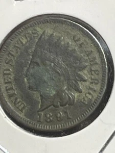 1891 Indian Head Cent vz - Grünspan! - Bild 1 von 5