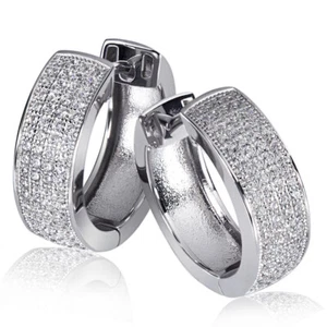 Orecchino creolo Goldmaid pavee argento sterling 925 144 zirconi gioielli veri NUOVO - Foto 1 di 3