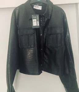 Rita ora faux black leather boxy jacket size M 12/14 new with tags - Picture 1 of 5