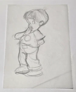 Vintage Original Zeichnung SHY YOUNG BOY Animation Cartoon Figur handgezeichnet - Bild 1 von 6