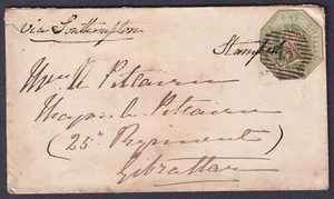 1858 1/- Verde in rilievo SG55 CTS Londra al 25° Reggimento Gibilterra Cat. £1.900 - Foto 1 di 2