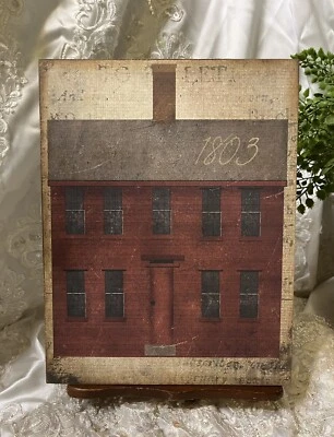 Primitive House, Folk Art, Saltbox House, Handcrafted Plaque / Sign #4 - Image 1 of 3