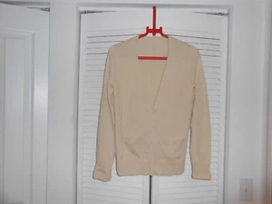BONE CASHMERE V-NECK CARDIGAN/ BONE BUTTONS--SEE INFO. IN ITEM DESCRIPTION - Picture 1 of 1