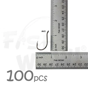 Ganchos de pulpo de pesca 100 piezas Fish WOW!® tamaño 4/0 forma de J níquel negro de alto carbono - Imagen 1 de 3