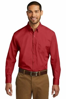 Camisa Port Authority Para Hombre Manga Larga Bolsillo Popelina Despreocupada Con Botones W100 Foto 1 de 3