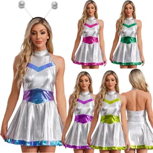 Costume minigonna donna ragazza spaziale palco clubwear danza uniforme rave cosplay - Foto 1 di 65