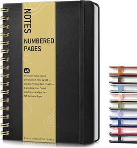 Lined Spiral Journal Notebook, A5 Hardcover Spiral Journals for Women Men, 150 N - Picture 1 of 12
