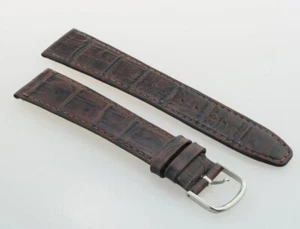 Uhren Armband Leder dunkelbraun 20 mm Dornschließe silberfarben - Bild 1 von 2